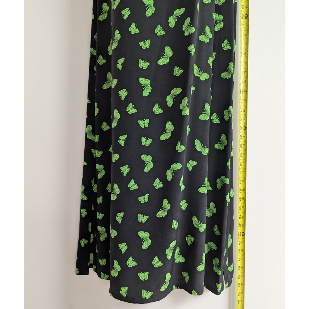 Vintage Ann May Silk Maxi Dress Womens Medium Butterfly 90s Phoebe Whimsical Y2K - Picture 9 of 9